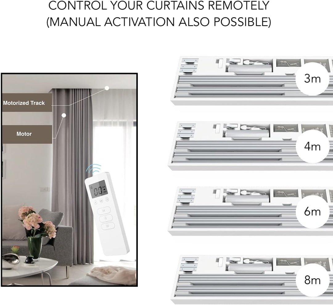 ABALON Motorisierte Vorhangschiene mit Fernbedienung (Not Wifi), 1-4 Meter, Aluminium, elektrische v
