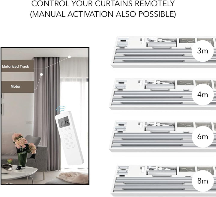 ABALON Motorisierte Vorhangschiene mit Fernbedienung (Not Wifi), 1-4 Meter, Aluminium, elektrische v