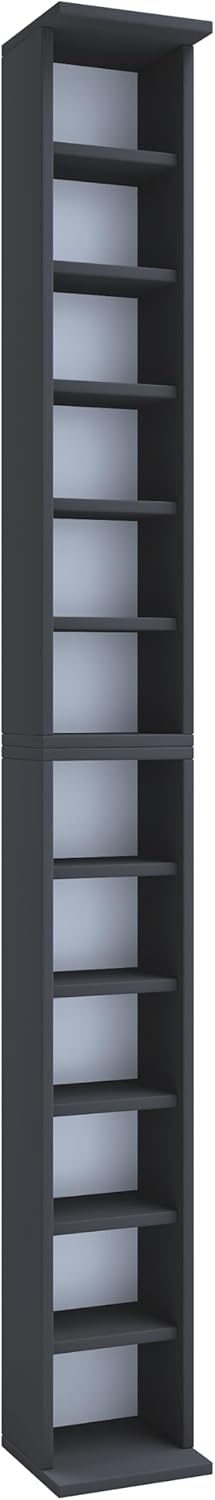VCM Holz CD DVD Stand Aufbewahrung Standregal Bücherregal Deko Regal Bigol Schwarz, Schwarz