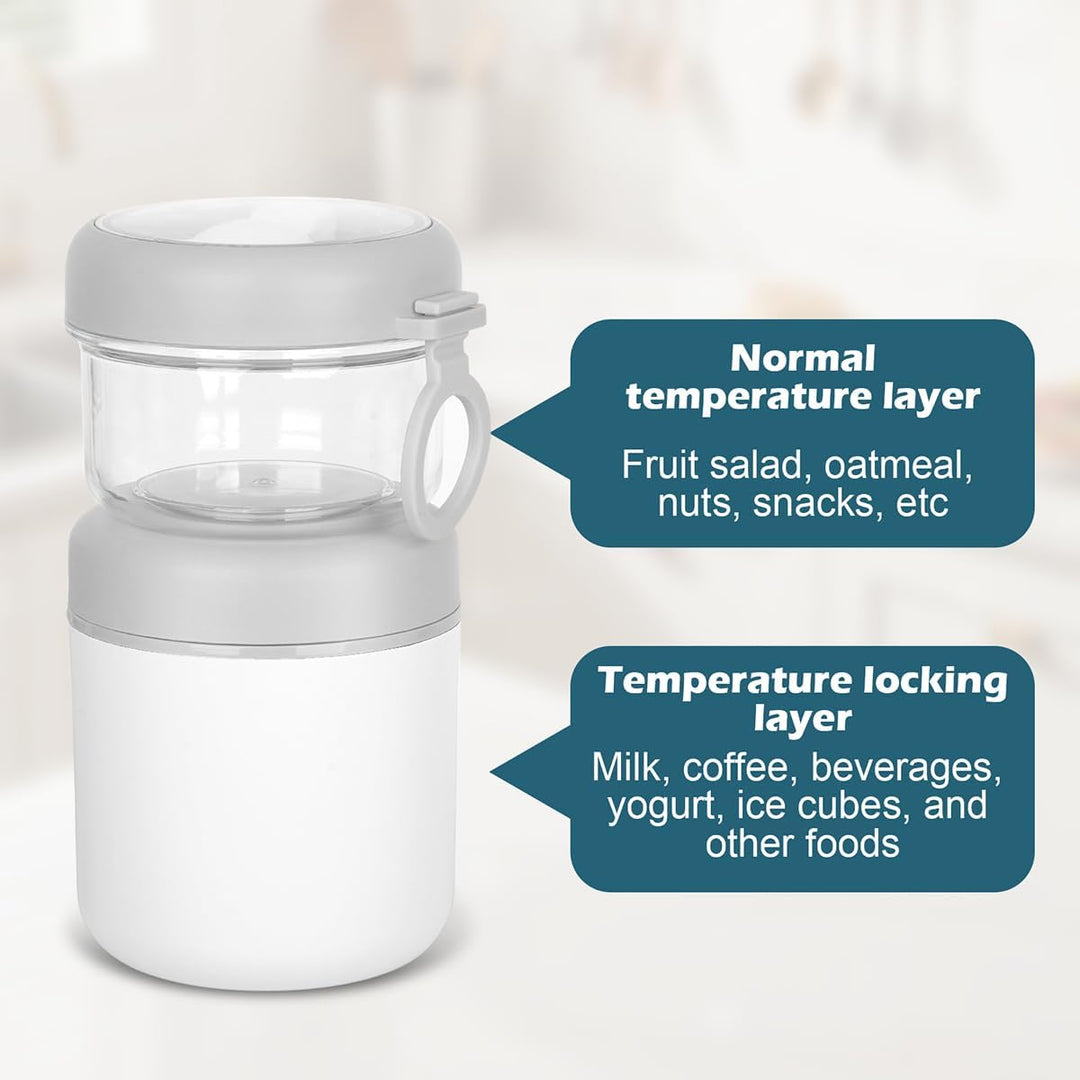 Edelstahl Müslibecher to Go,2-In-1 Joghurtbecher 530ml+330ml Tragbarer Auslaufsicherer, Joghurtbeche
