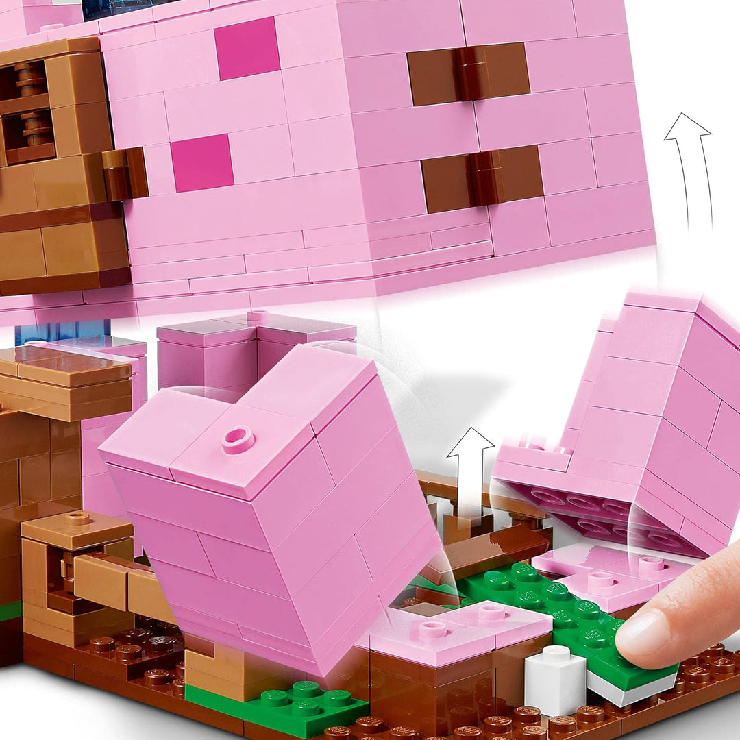 LEGO 21170 Minecraft Das Schweinehaus Bauset mit Figuren: Alex, Creeper und 2 Schweinefiguren, Tier-