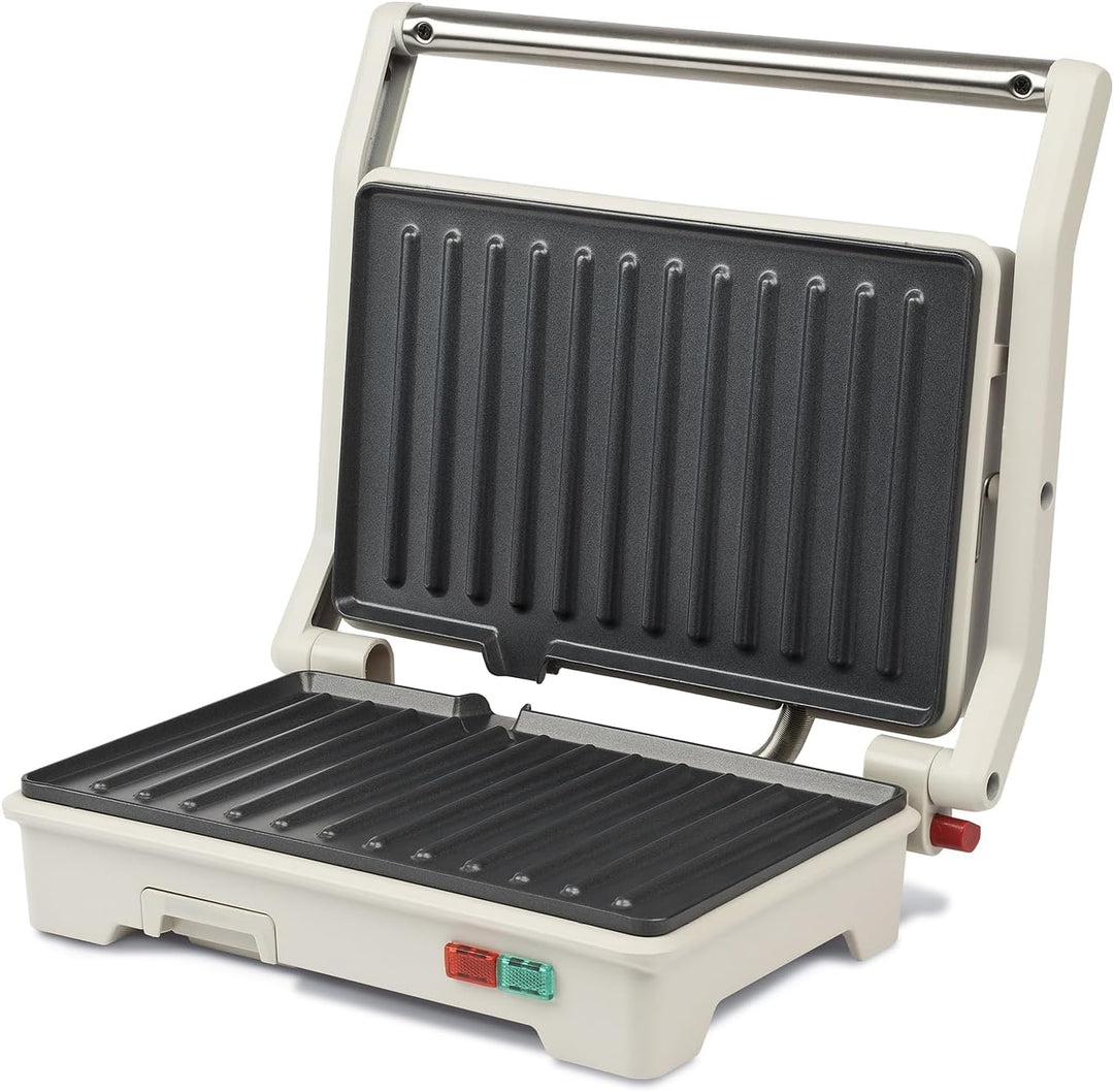 Girmi TS15 Elektrischer Kontaktgrill 900W, Antihaftplatten 23 x 14 cm, 180° aufklappbar, wärmeisolie