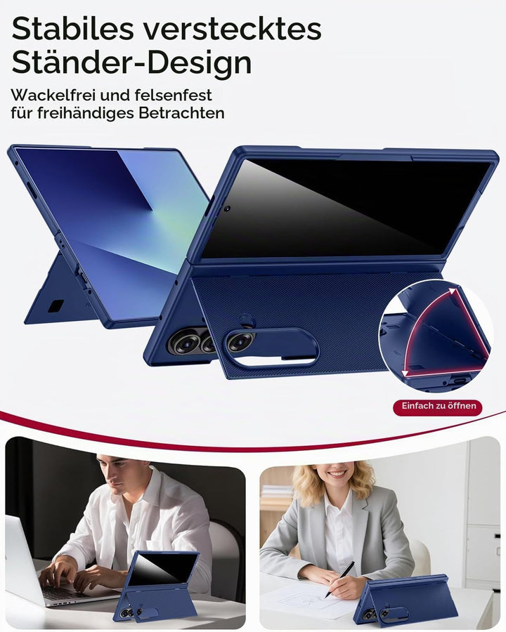Miimall Kompatibel mit Samsung Galaxy Z Fold 7 Hülle mit Displayschutz Anti-SPY, [Tragbarer Ständer]