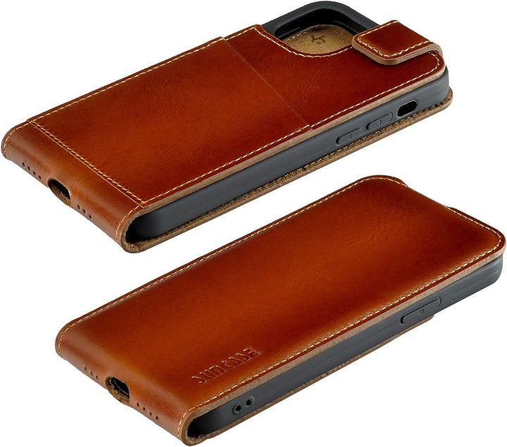 Suncase Original Flip-Style (Ultra-Slim) kompatibel mit iPhone 12 Pro Max (6.7") Hülle Ledertasche T