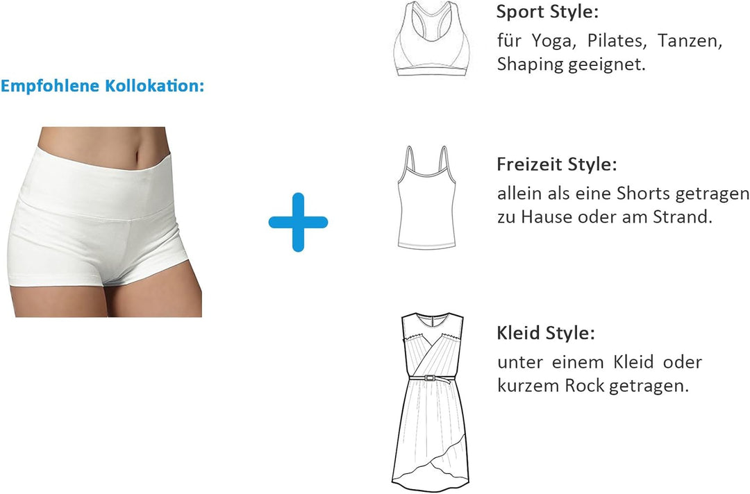 iLoveSIA® Damen-Shorts, ohne Nähte, Shorty, Gummizug, Mehrzweck 2pcs Pack(schwarz+weiss) M, 2pcs Pac