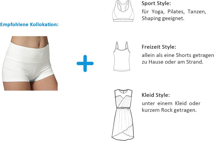 iLoveSIA® Damen-Shorts, ohne Nähte, Shorty, Gummizug, Mehrzweck 2pcs Pack(schwarz+weiss) M, 2pcs Pac