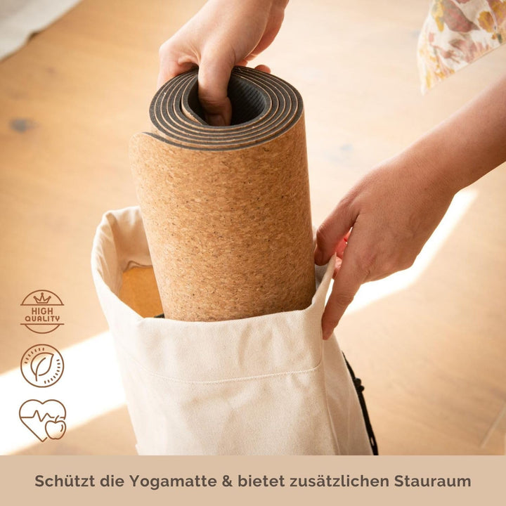 Yogatasche CANVAS Bag, grosse Yogamattentasche aus Baumwolle, Seesack, strapazierfähig, anthrazit Na