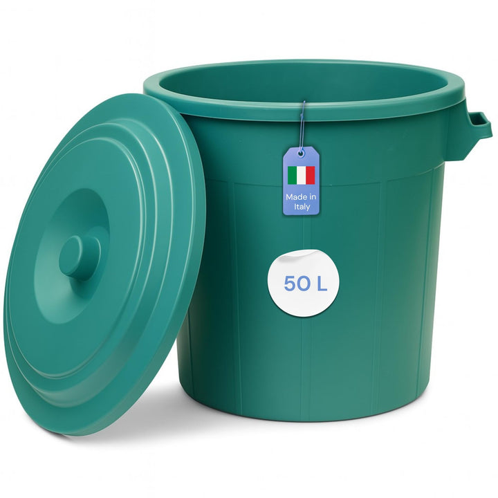 YourCasa Mülltonne 50L - Mülleimer mit Deckel verschliessbar - Tonne mit Trageriffen für Garten - Fu