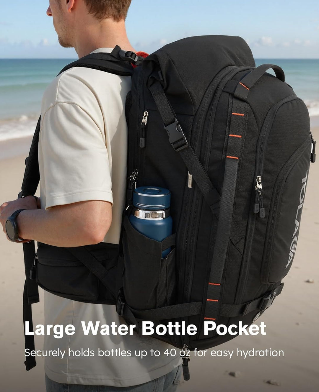 Tolaccea Reiserucksack, Gross Handgepäck Rucksack, TSA-Freundlich Rolltop Laptop Rucksack für 17,3 Z