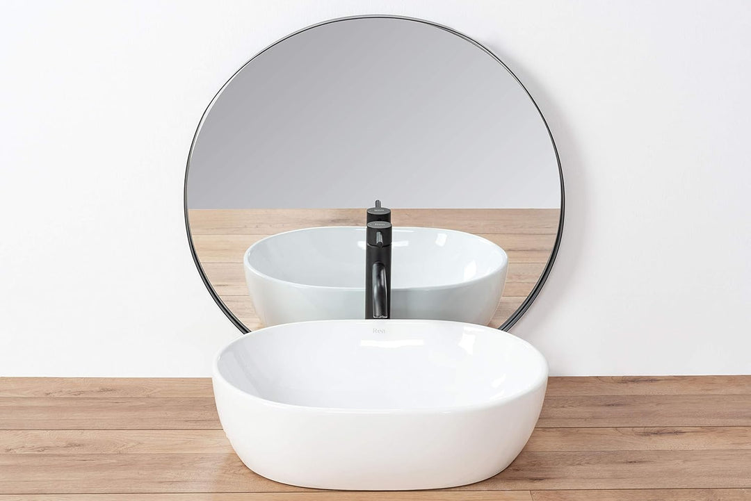 VBChome Waschbecken 48 x 34 klein Keramik Oval Waschtisch Handwaschbecken AUFSATZWASCHBECKEN WASCHSC