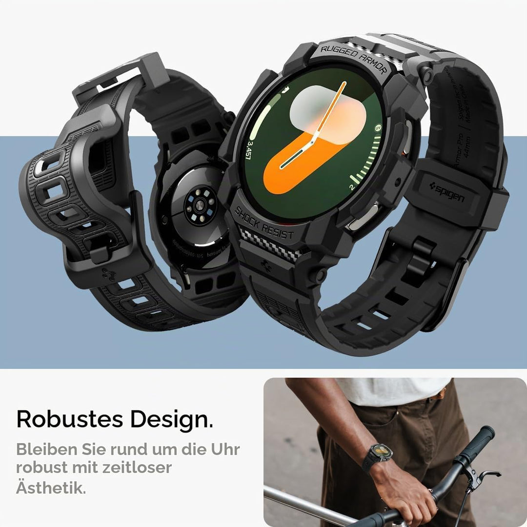 Spigen Rugged Armor Pro Hülle mit Armband Kompatibel mit Samsung Galaxy Watch 7 40mm (2024) - Matt S