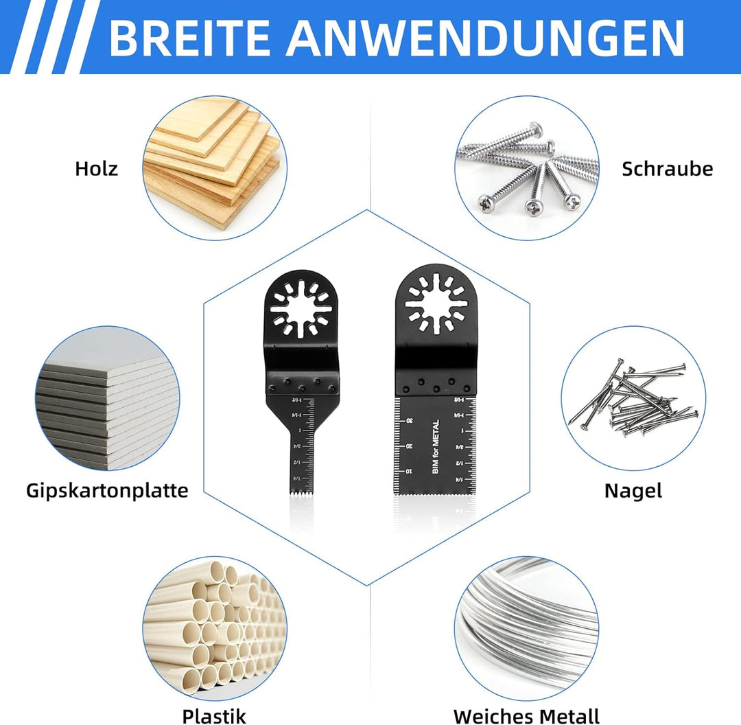 Jerbor 115 tlg Sägeblätter Kit, Multitool Werkzeug Oszillierendes Zubehör Set, Multifunktionswerkzeu