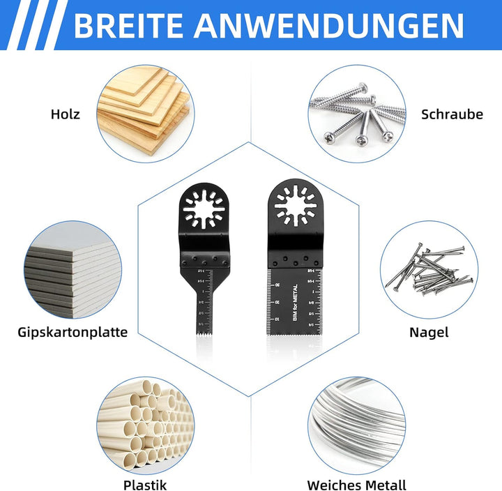 Jerbor 115 tlg Sägeblätter Kit, Multitool Werkzeug Oszillierendes Zubehör Set, Multifunktionswerkzeu