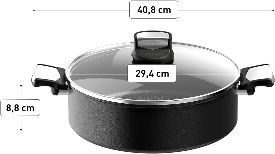 Tefal Unlimited On Schmorpfanne, 28 cm, kratzfest, Antihaftbeschichtung, Thermo-Signal™, Schmoren, S