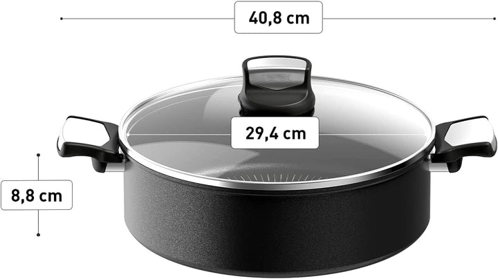 Tefal Unlimited On Schmorpfanne, 28 cm, kratzfest, Antihaftbeschichtung, Thermo-Signal™, Schmoren, S
