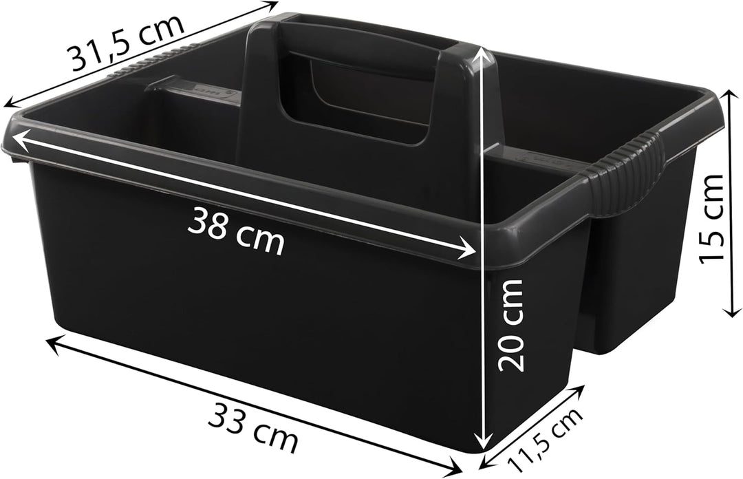 6x Tragbarer Organizer für Putzmittel 38x32x15 cm Schwarz Werkzeugträger Gartengerätekorb Schuhputzk