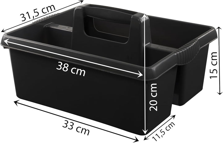 6x Tragbarer Organizer für Putzmittel 38x32x15 cm Schwarz Werkzeugträger Gartengerätekorb Schuhputzk