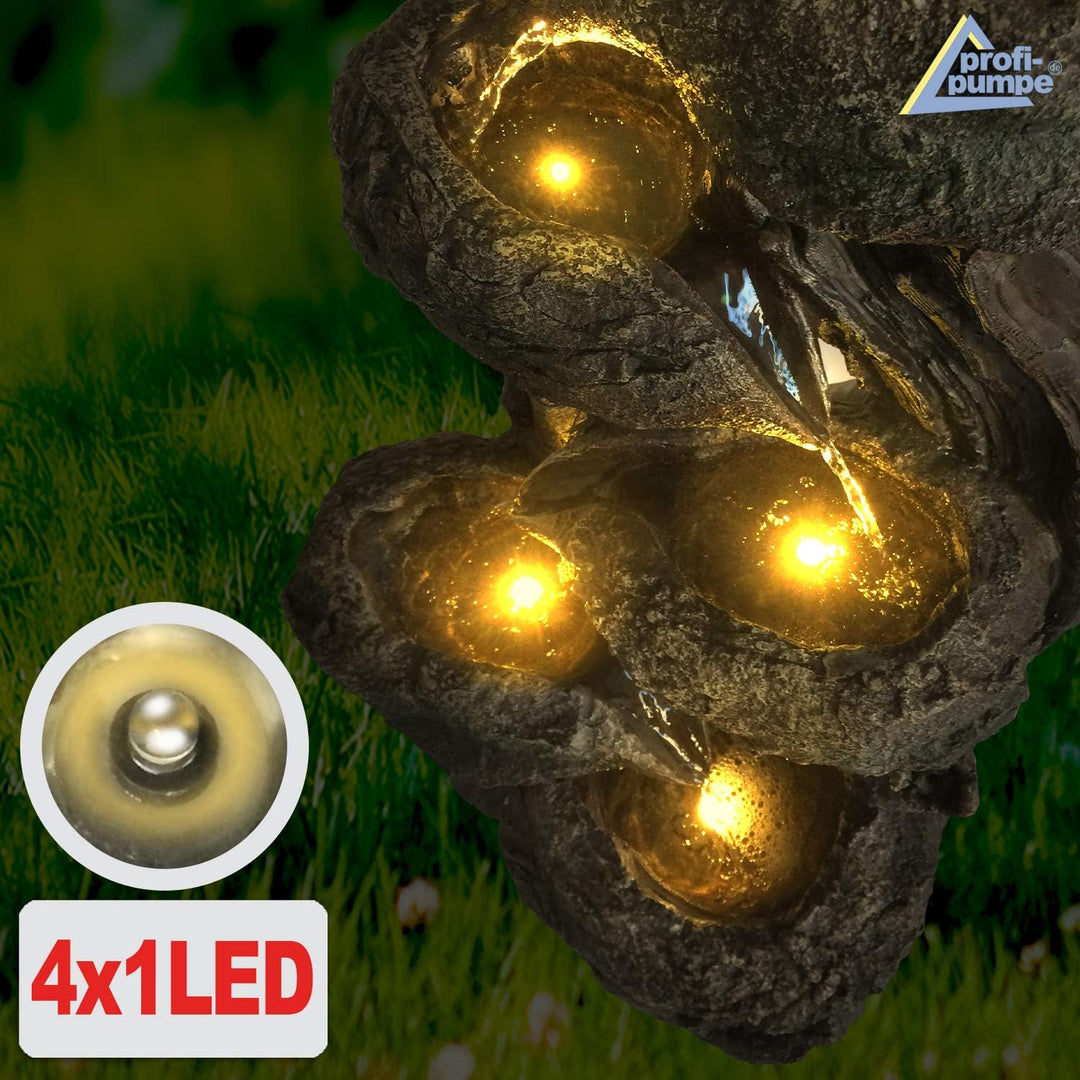 Solar Gartenbrunnen Brunnen Zierbrunnen Zimmerbrunnen Springbrunnen Brunnen mit LED-Licht und Li-Ion