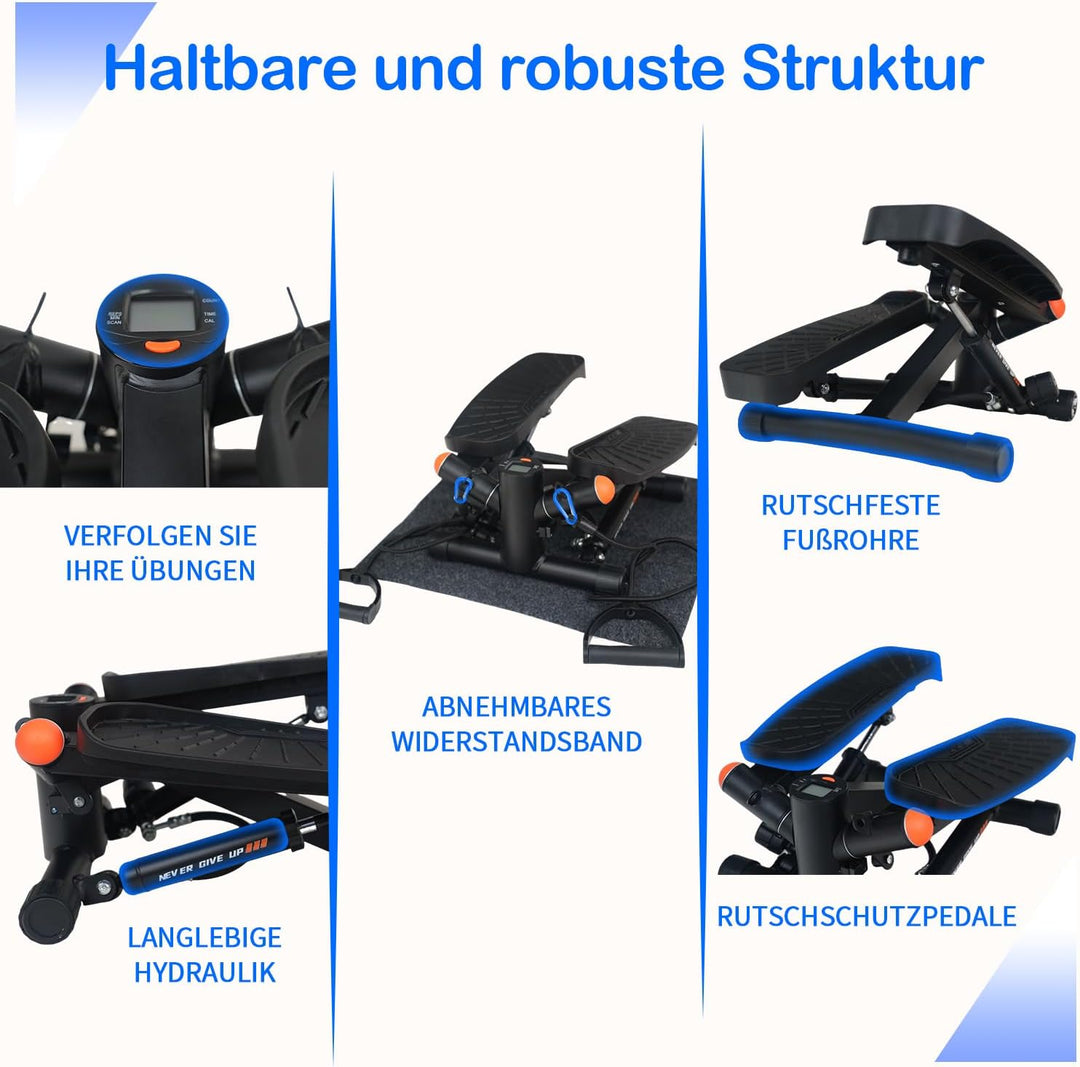 Stepper für Zuhause-Mini Stepper, Einstellbarer Widerstand Stepper mit Smart Display, Stairmaster, H
