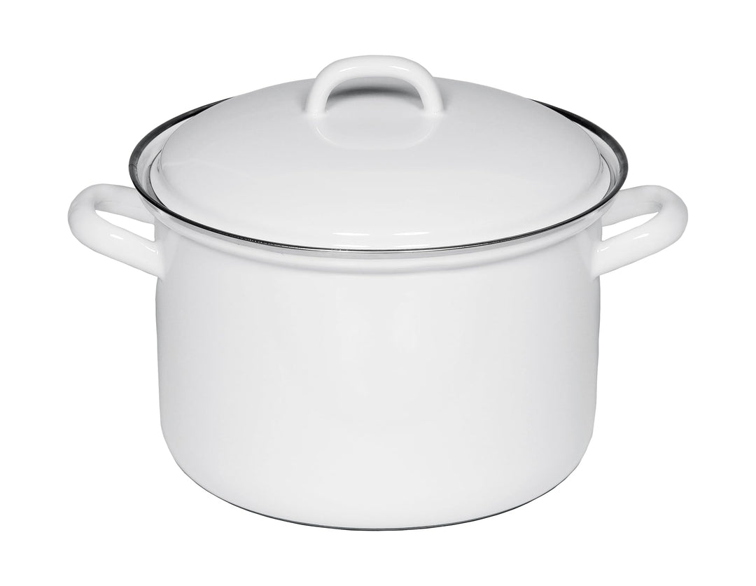 Riess, 0121-033, Fleischtopf mit Deckel 14, CLASSIC WEISS, Inhalt 1 Liter, Höhe 15 cm, Emaille, weis