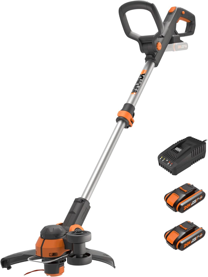 WORX 18V(20V MAX) Akku Rasentrimmer WG163E.3, 2-in-1 rasenkantenschneider mit 90° drehbarer Trimmerk