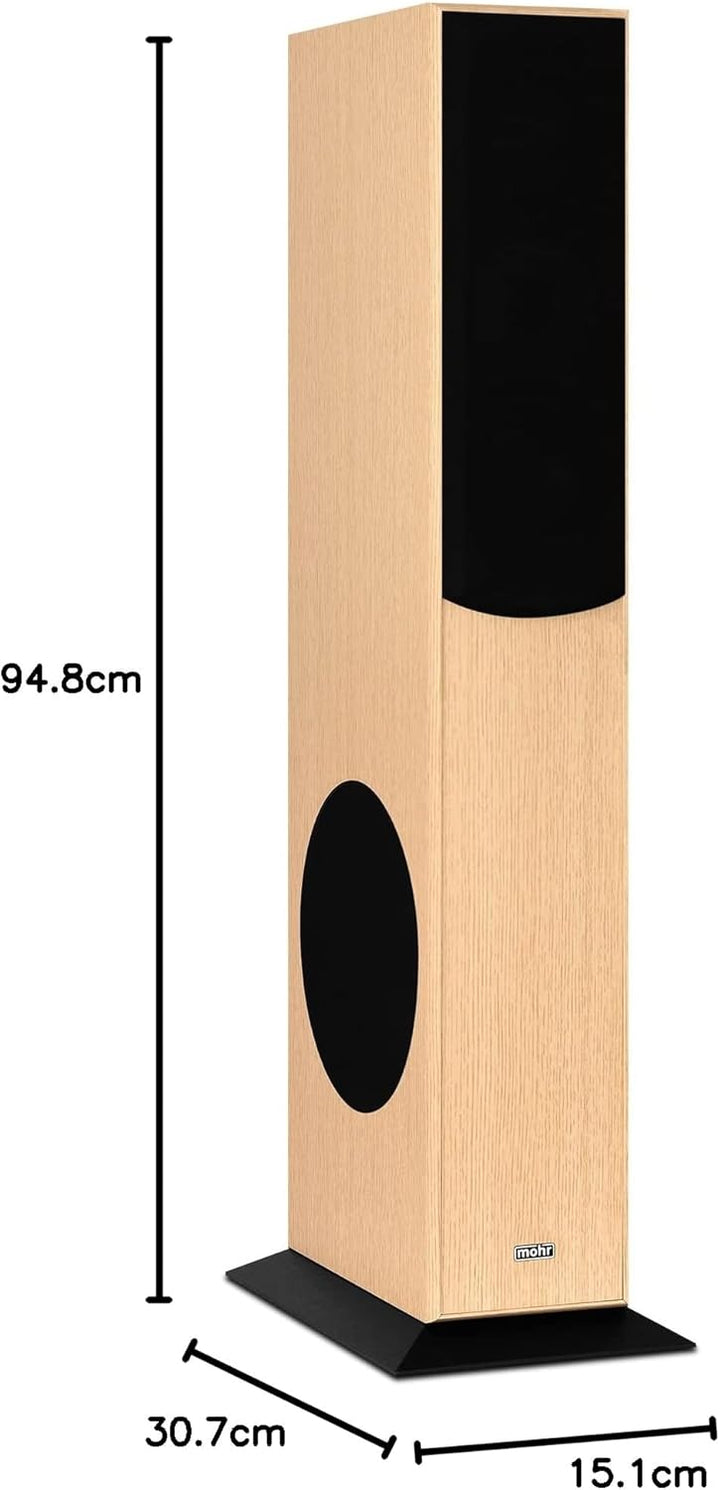mohr 1 Paar Standlautsprecher SL15 Eiche Lautsprecherboxen, HiFi Klang zum günstigen Preis, Elegante