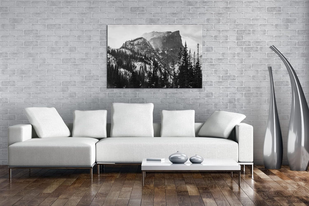 deyoli sagenhafter schneebeckter Berg Format: 120x80 cm Effekt: Schwarz&amp;Weiss als Leinwandbild, Moti