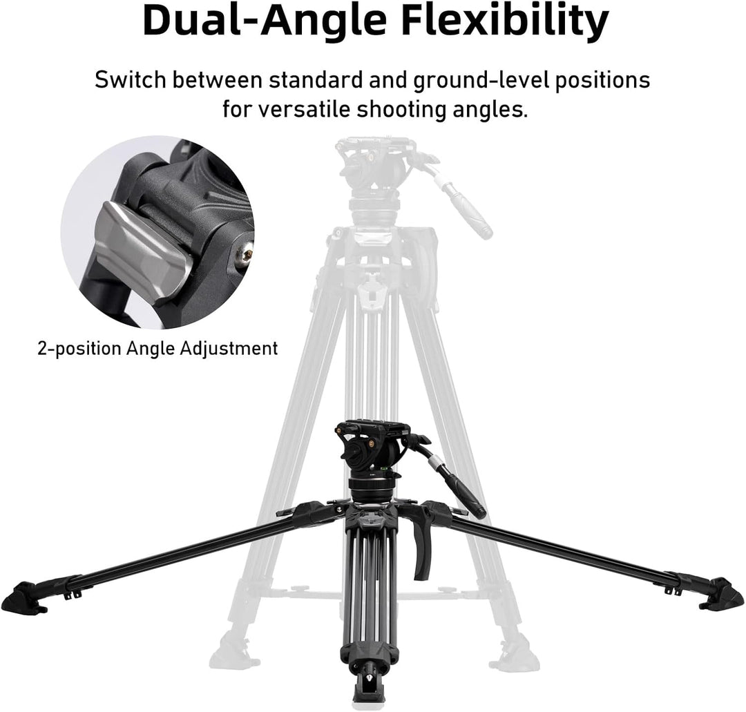 Cayer FA310H Video Tripod with K10 Fluid Head - One-Touch Leg Locks & Rapid Adjust - 22 lbs Load Alu
