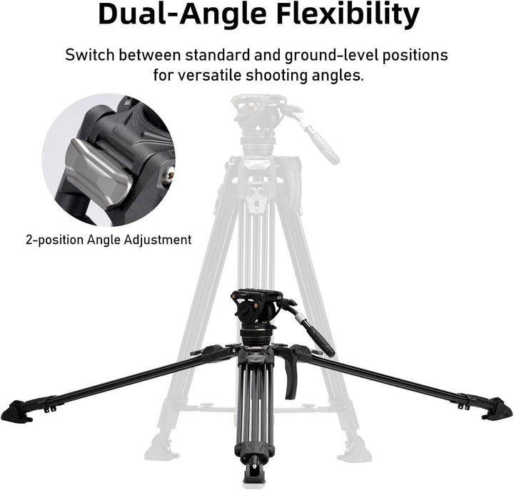 Cayer FA310H Video Tripod with K10 Fluid Head - One-Touch Leg Locks & Rapid Adjust - 22 lbs Load Alu