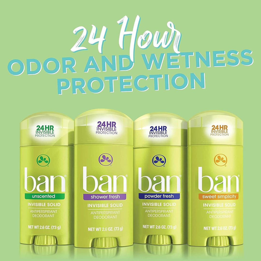 2x Ban Invisible Solid Antiperspirant &amp; Deodorant Shower Fresh - aus den USA