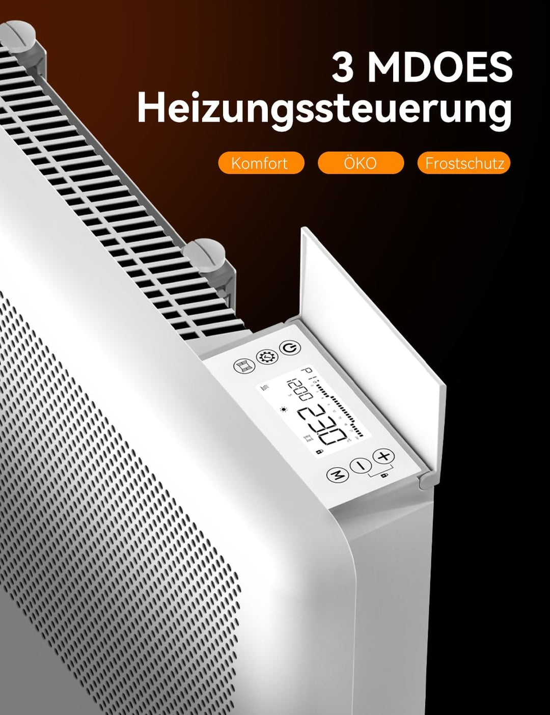 Elektroheizung 2000W Konvektor Heizung, Mobile Elektrische Heizung, Heizkörper 2in1 Wand-/Bodenmonta