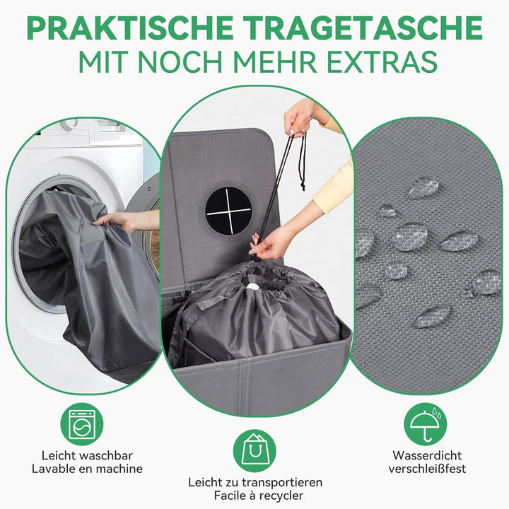WOWLIVE Pfandflaschen Sammelbehälter 160L wit 2 fächer & 2 Tragetasche,Gross Flaschensammler mit Loc