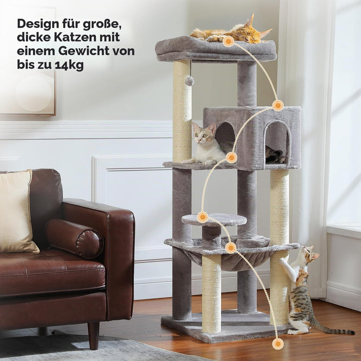 PAWZ Road Katzenbaum mit Metall-Plüsch-Hängematte, Katzenturm für ausgewachsene Katzen mit 2-türigem