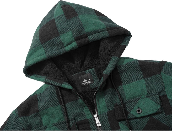 JACKETOWN Hemdjacke Herren Kariertes Winterjacke Thermohemd Fleece Gefüttert Freizeit Jacke mit Kapu