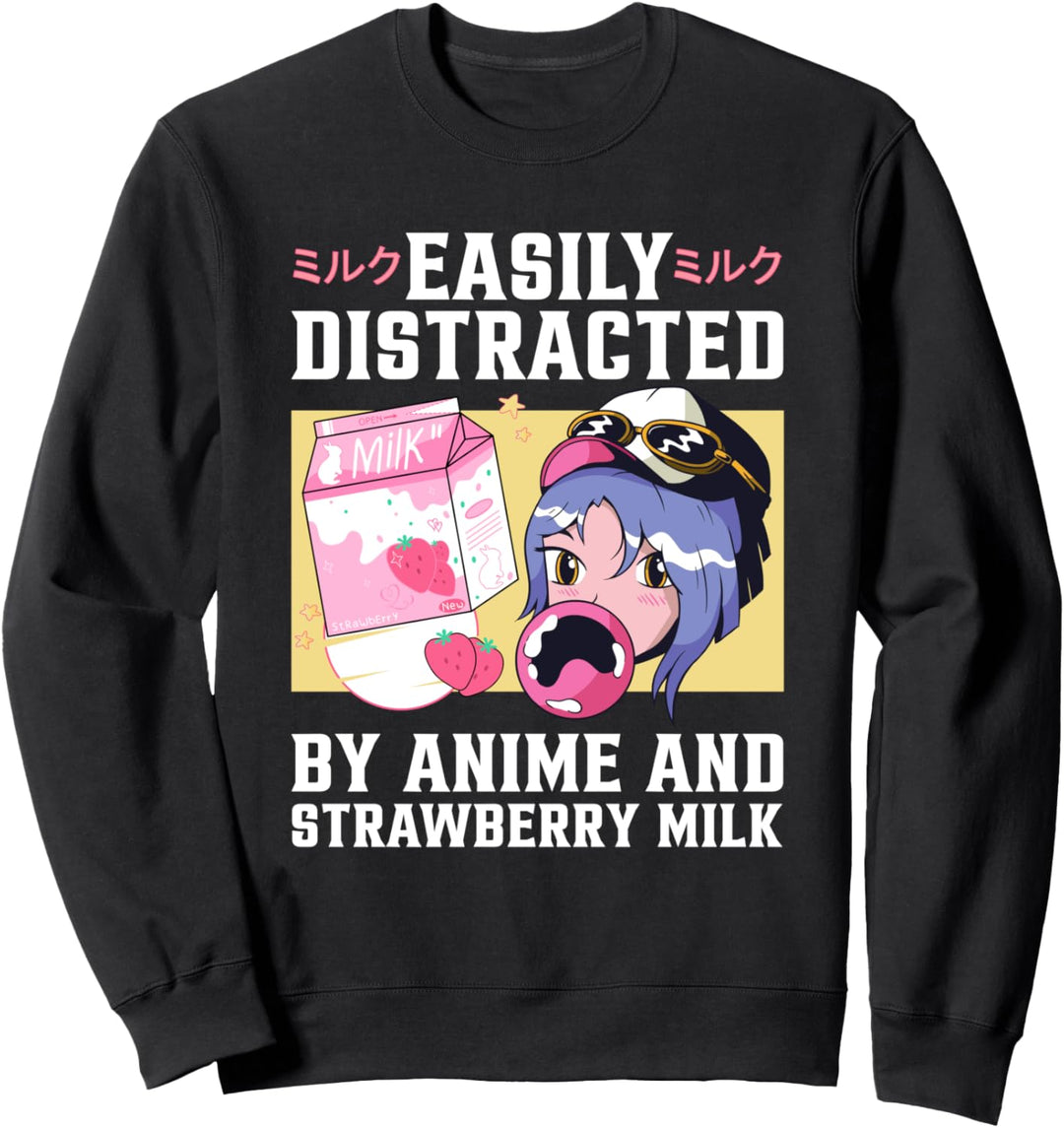 Lustiger Retro 90s Japan Kawaii Erdbeermilchshake Karton Sweatshirt