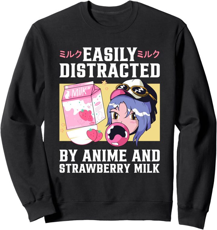 Lustiger Retro 90s Japan Kawaii Erdbeermilchshake Karton Sweatshirt