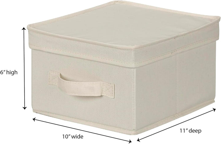 Household Essentials 111 Aufbewahrungsbox mit Deckel und Griff, natürliches beigefarbenes Segeltuch,