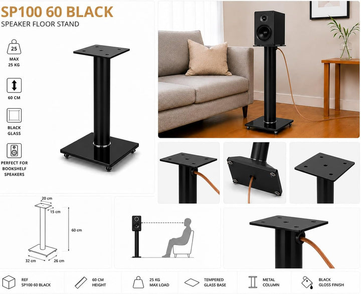 Sonorous - SP100/60 Schwarz - Paar Füsse für Lautsprecher von 60 cm Höhe.