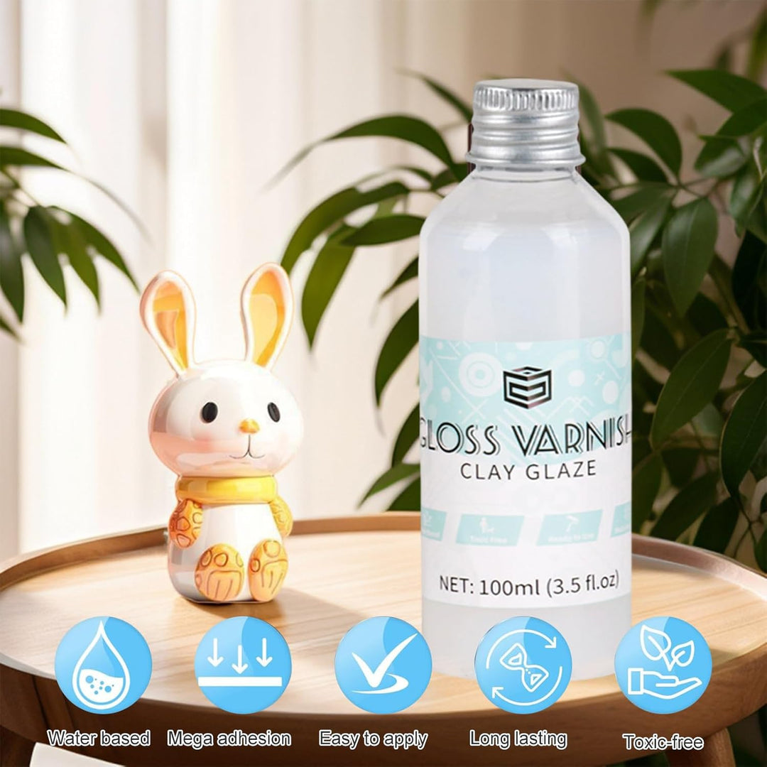 Air Dry Clay Glaze,Glasur für Ton Lufttrocknend,100ML Lufttrocknender Tonlack,Varnish für Selbsttroc