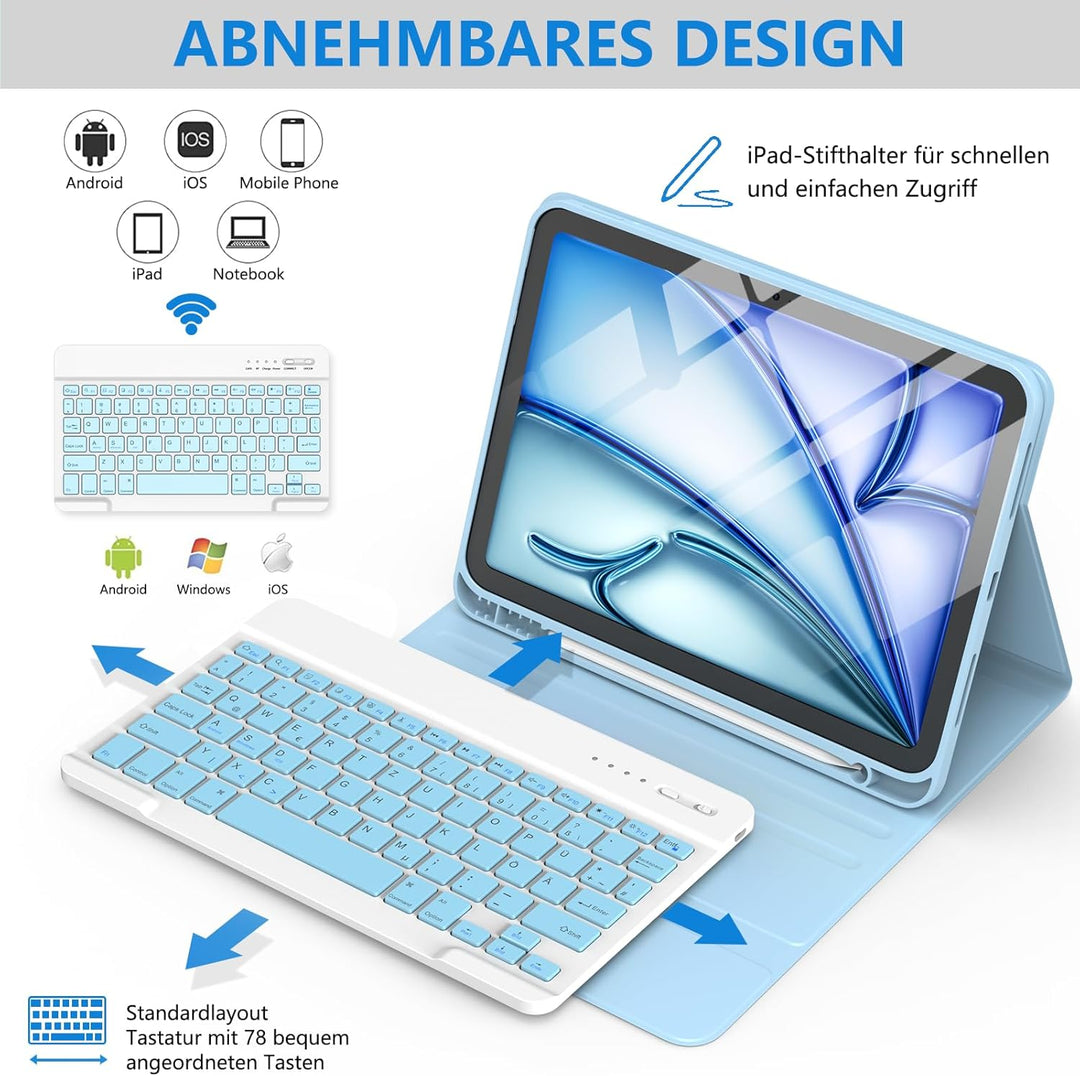 GAOJIE Tastatur Hülle für iPad 10.2 Zoll 9/8/7 Generation 2021/2020/2019, iPad Pro 13 Zoll, iPad air