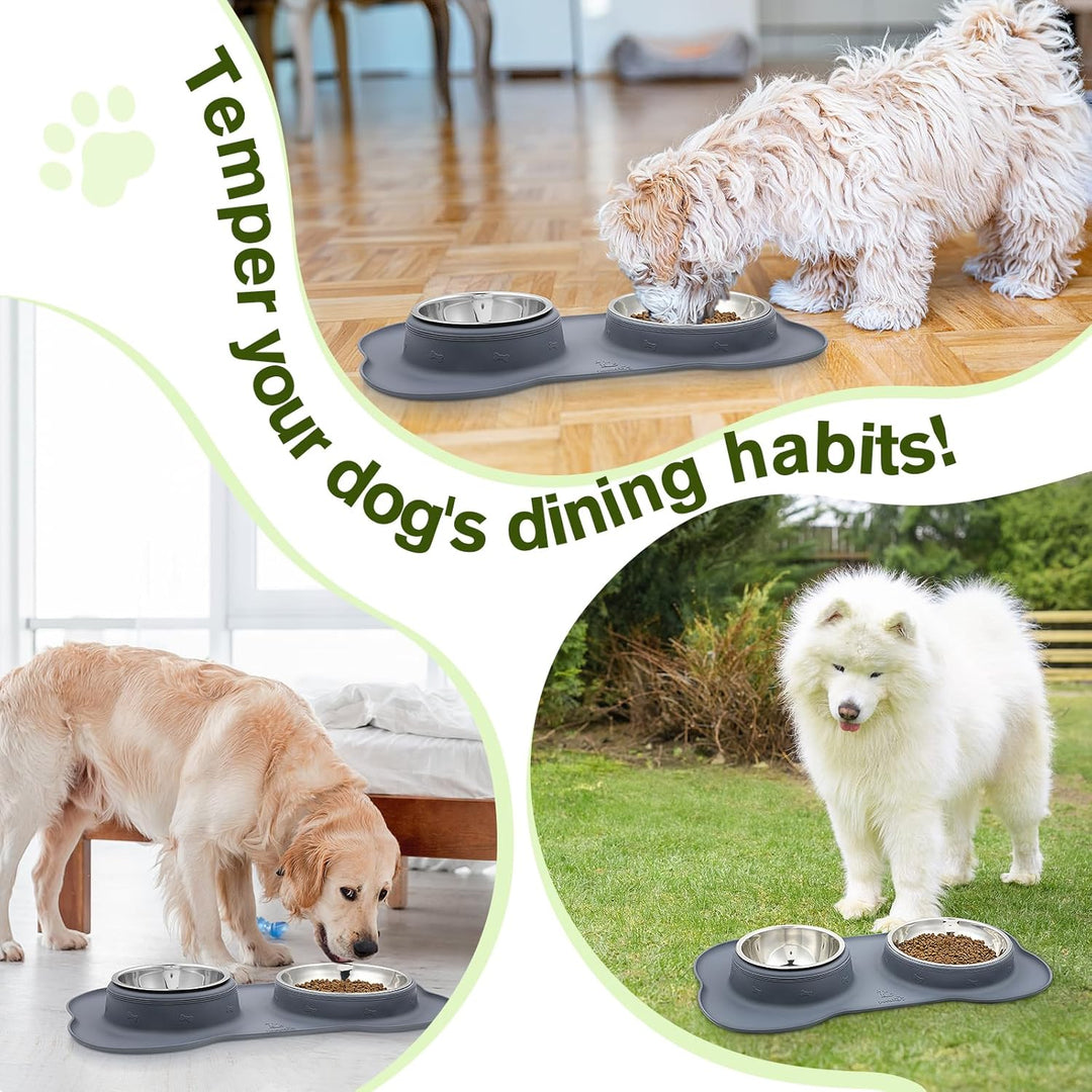 Pecute Hundenapf Mittelgrosse Hunde, Futternapf Hund Katzennapf mit Doppel 750ml Näpfe aus Edelstahl