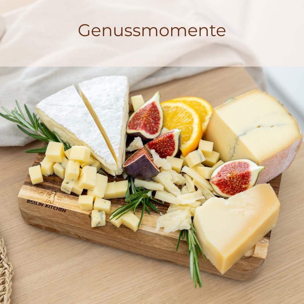 Cut’n Cook Moments Schneidebrett 3er Set | Akazienholz | GRATIS Pflegeöl & Brettständer | Saftrille