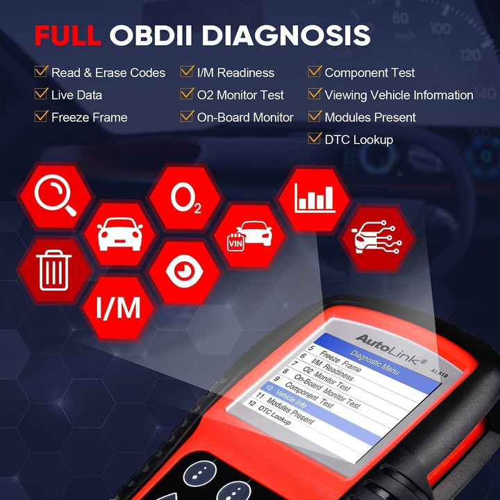 Autel AutoLink AL619 2023 Neuester OBD2 Scanner, Auto ABS/SRS Diagnosegerät, Zurücksetzen der ABS Ai