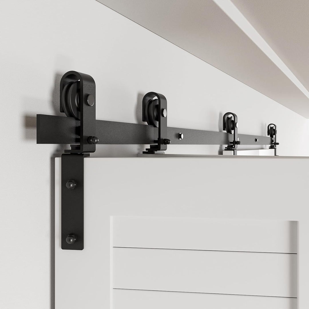 183cm/6FT Bifold Schiebetürbeschlag Schiebetüren Schiebetürsystem Komplettset Laufschiene Rollen Set