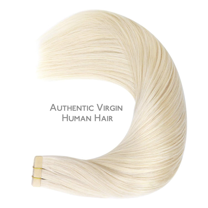 WENNALIFE Tape Extensions Echthaar, 20pcs 40g 30cm 12 Zoll Platinblond Remy Invisible Tape Extension