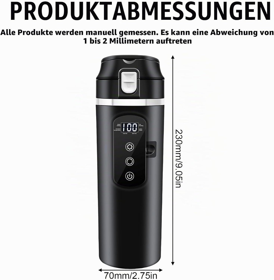 500ml Auto-Heizbecher, 12V/24V Auto Wasserkocher mit LCD-Anzeige, 45-100W Tragbare Heizung Reise Was