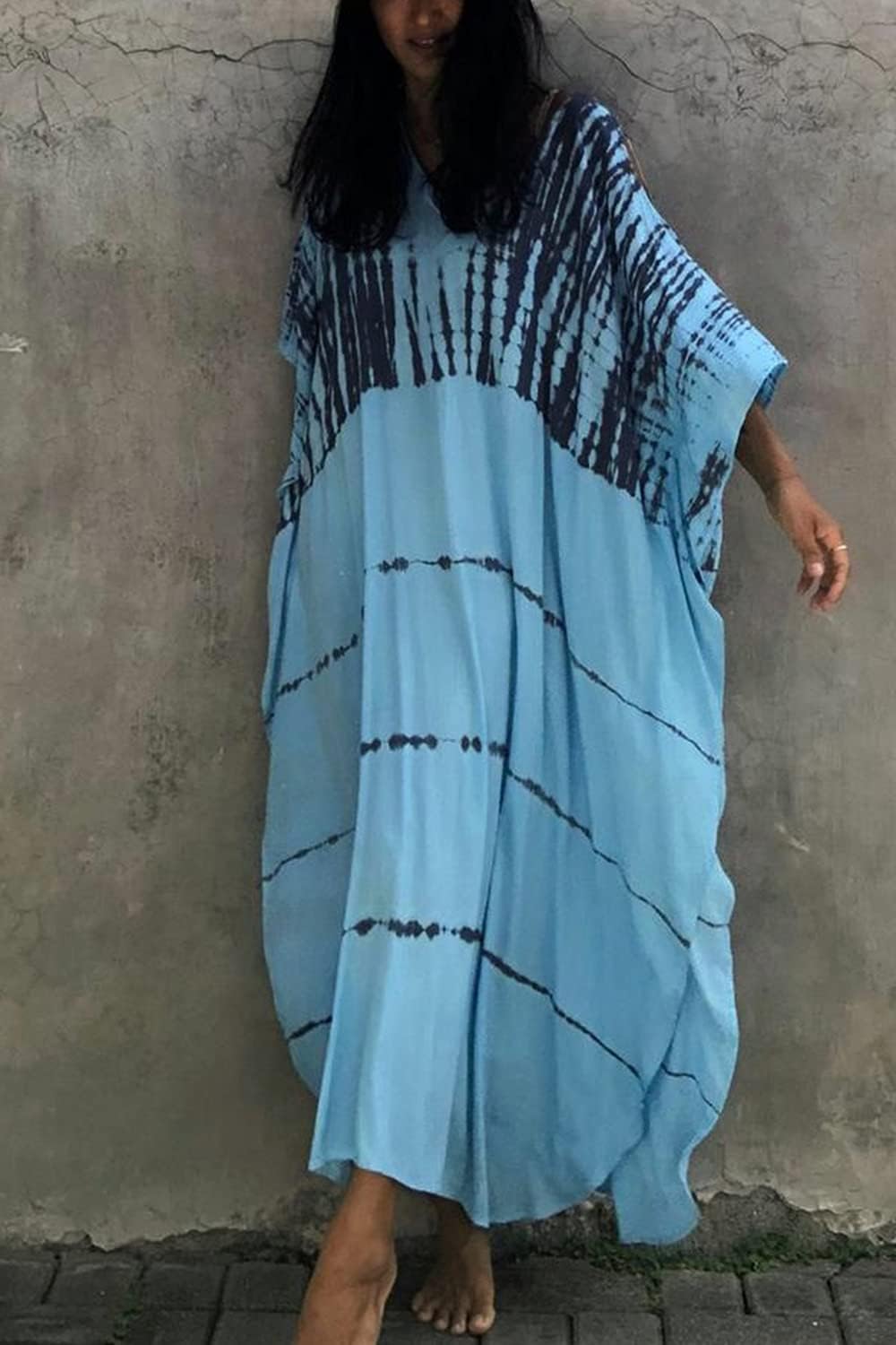 YouKD Sommer Long Kaftan Bohemian Loungewear Strandbadeanzug Aufdecken Maxikleid für Damen Einheitsg
