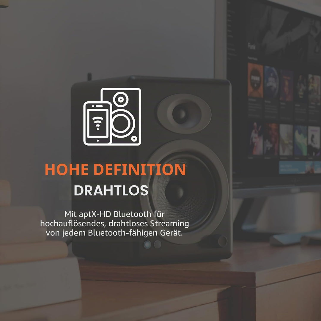 Audioengine Regallautsprecher - A5 Plus 150-W-Bluetooth-Lautsprecher für Heimkinos und Studios A5+ B