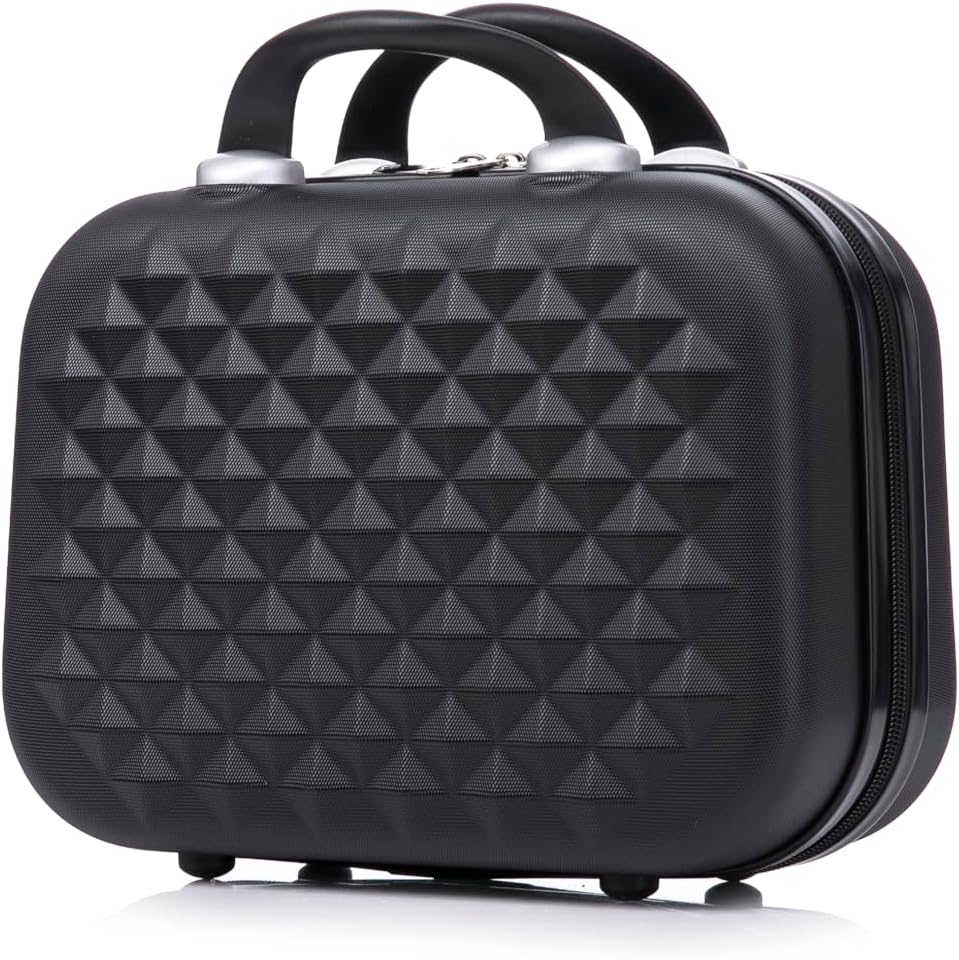 CELIMS - Reisekoffer mit 360 Grad drehbaren Rollen, Schwarz , Lot de 4 valises + 2 Vanity Cases, Har