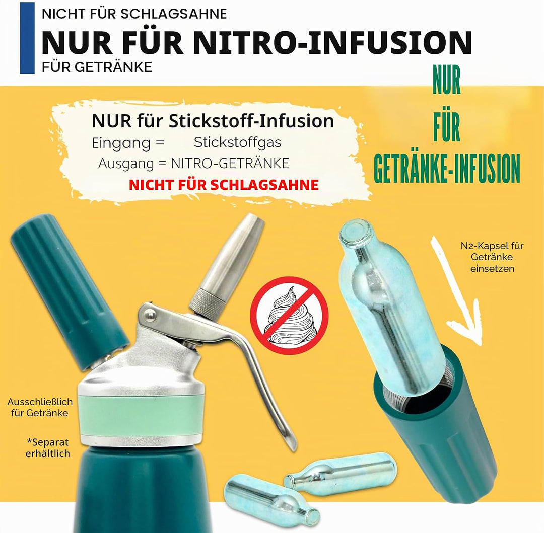 ICO Premium Stickstoff Kartuschen 10er Pack - N2 Kartuschen für Nitro Cold Brew Kaffee, Cocktails &